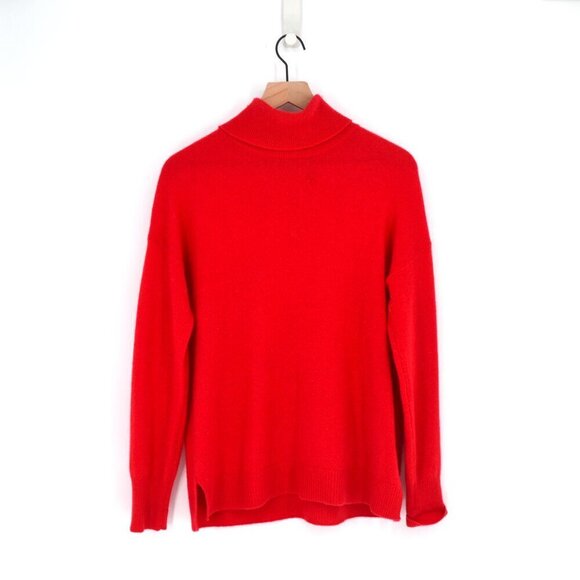 NORDSTROM Cashmere Turtleneck Sweater Lightweight Soft In Red Chinoise Women's M - Picture 2 of 7